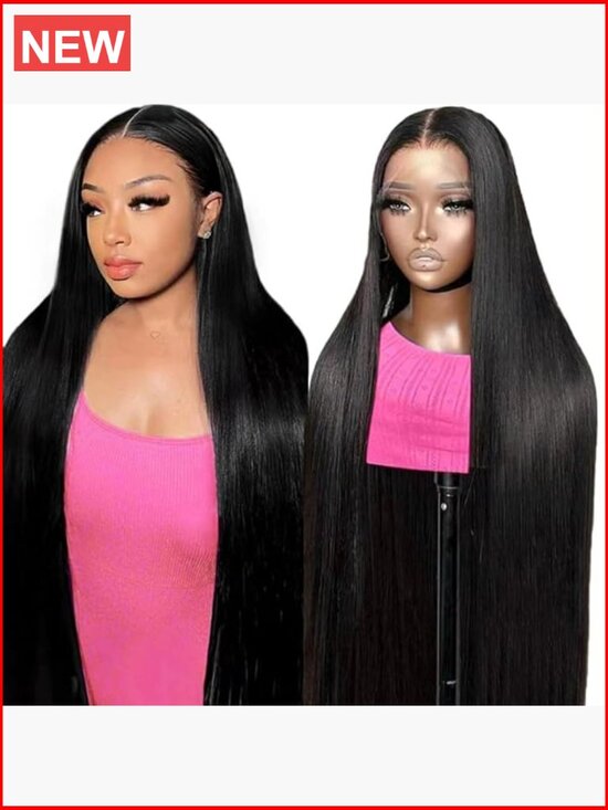 38 Inch Straight Human Hair Wig, 200 Density 13x6 HD Lace Front Wig, Pre